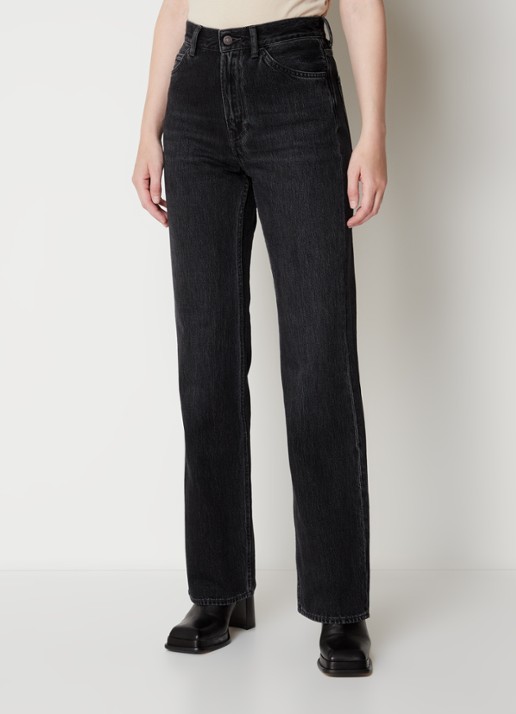 Acne Studios High waist straight leg jeans met gekleurde wassing - detail zwart