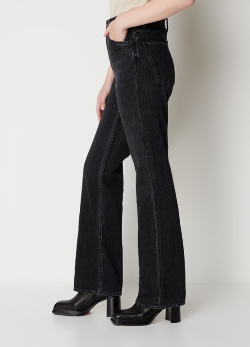Acne Studios High waist straight leg jeans met gekleurde wassing - detail 2 zwart