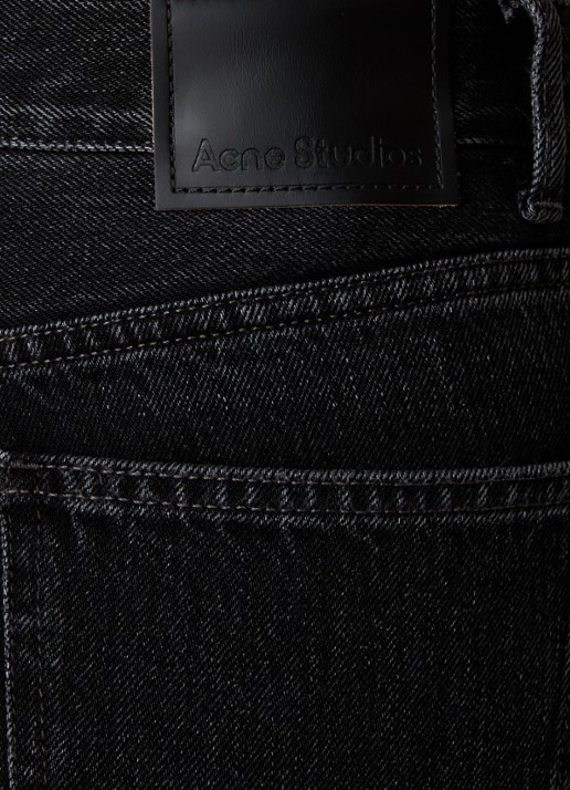Acne Studios High waist straight leg jeans met gekleurde wassing - detail 3 zwart