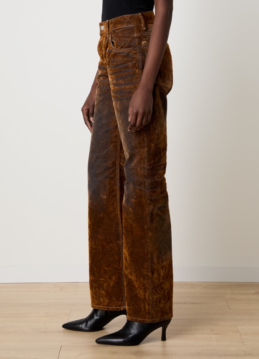 Acne Studios High waist straight leg jeans van fluweel - detail 2 bruin