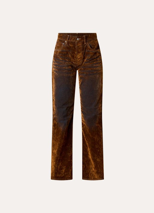 Acne Studios High waist straight leg jeans van fluweel - voorkant 4 bruin