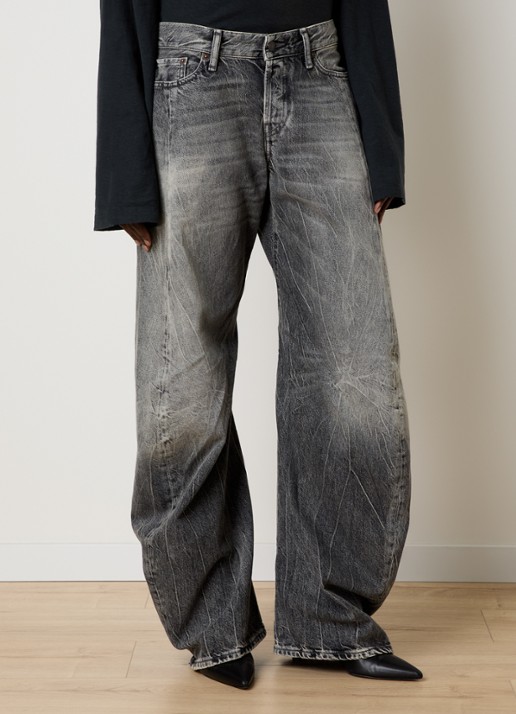 Acne Studios High waist tapered fit jeans  met gekleurde wassing - detail 3 zwart