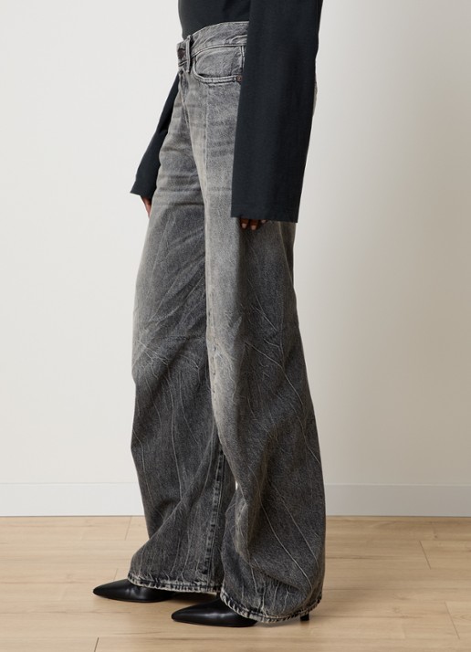 Acne Studios High waist tapered fit jeans  met gekleurde wassing - detail 4 zwart