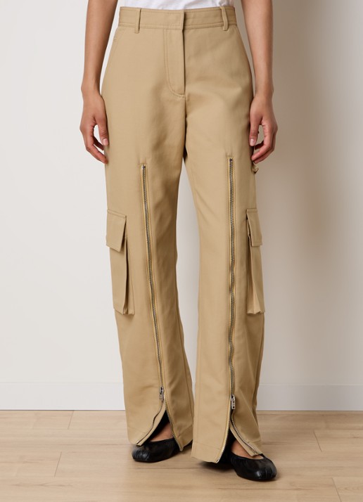 Acne Studios High waist wide fit cargobroek met ritsdetail - detail 2 beige