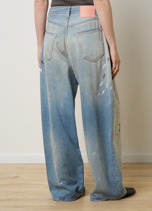 Acne Studios High waist wide leg jeans met lichte wassing - achterkant indigo