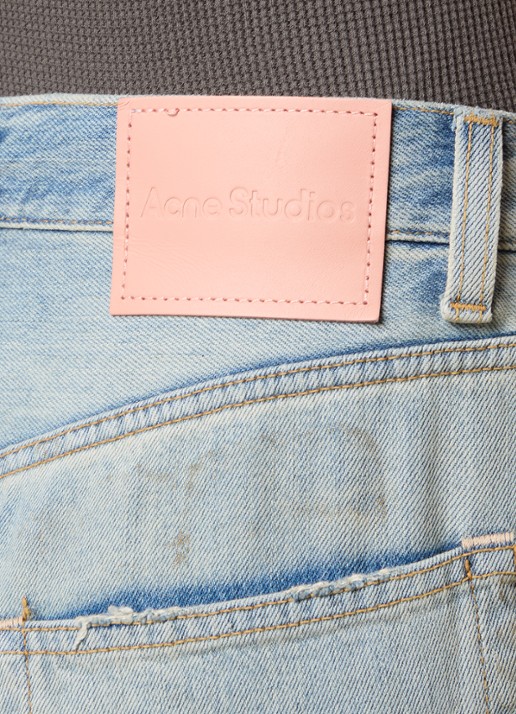 Acne Studios High waist wide leg jeans met lichte wassing - detail 4 indigo