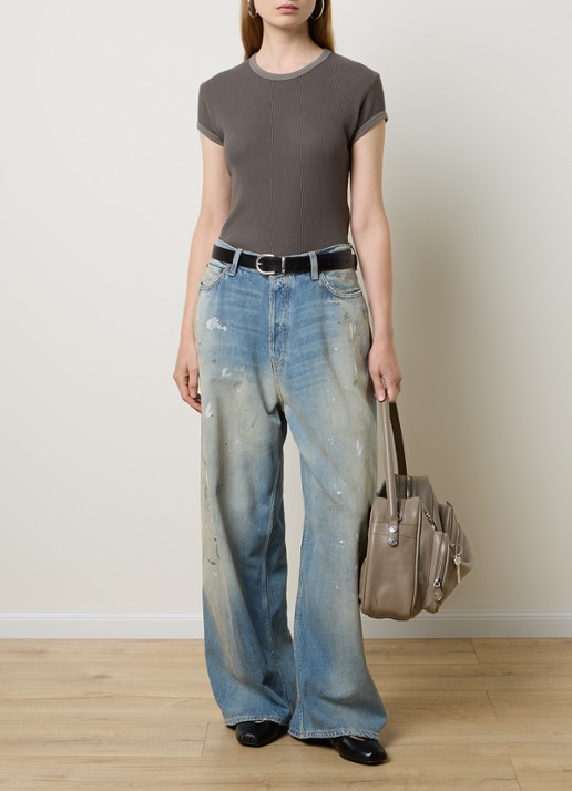 Acne Studios High waist wide leg jeans met lichte wassing - voorkant 6 indigo