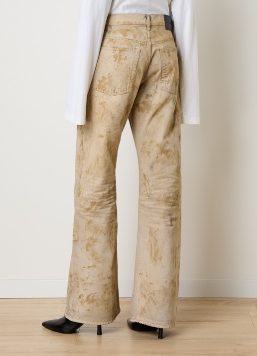Acne Studios High waist wide leg jeans met verwassen afwerking - achterkant 4 beige