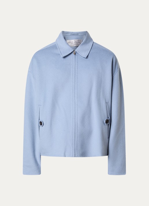 Acne Studios Jack in kasjmierblend met steekzakken - voorkant blauw
