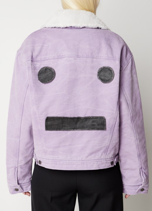 Acne Studios Jack met imitatiebontkraag en klepzakken - detail 4 paars
