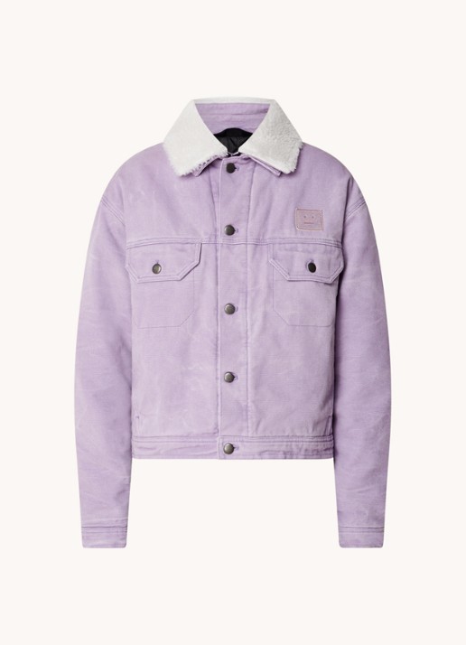 Acne Studios Jack met imitatiebontkraag en klepzakken - voorkant 2 paars