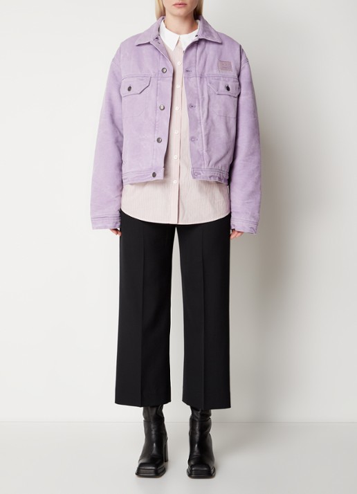 Acne Studios Jack met imitatiebontkraag en klepzakken - voorkant 3 paars