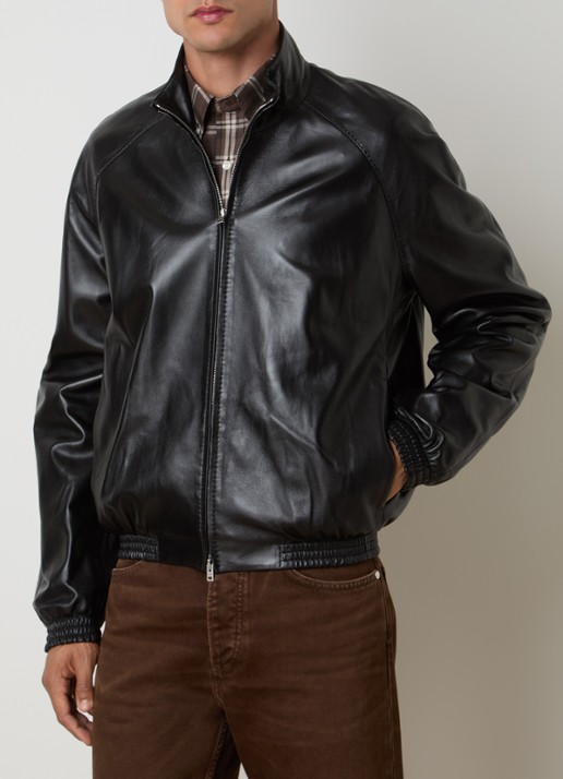 Acne Studios Jack van lamsleer met steekzakken - detail zwart