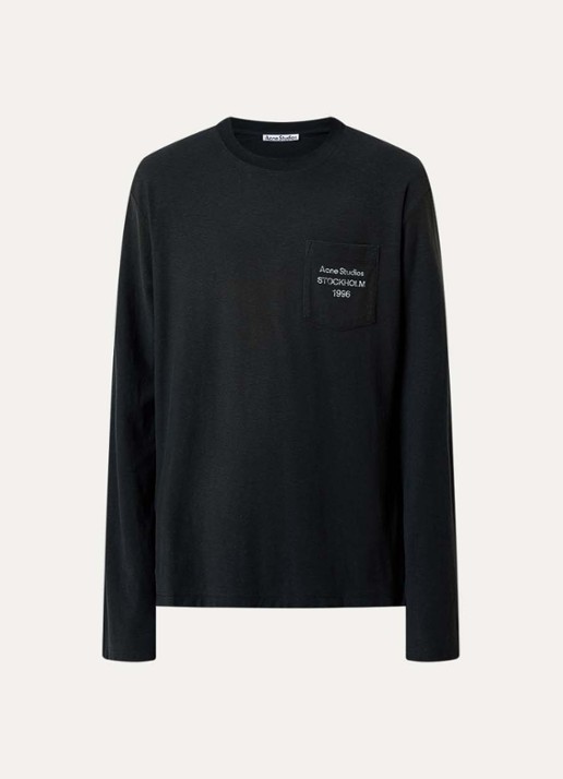 Acne Studios Longsleeve met borstzak en logo - voorkant 2 zwart