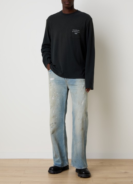 Acne Studios Longsleeve met borstzak en logo - voorkant 3 zwart