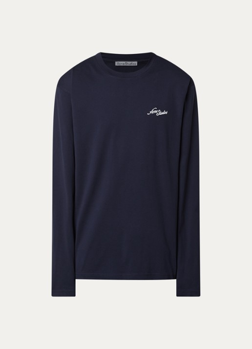 Acne Studios Longsleeve met logoborduring - voorkant 4 donkerblauw