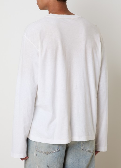 Acne Studios Longsleeve met logoprint en verwassen afwerking - achterkant gebroken wit