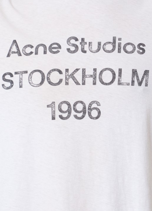 Acne Studios Longsleeve met logoprint en verwassen afwerking - detail 3 gebroken wit