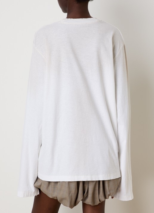 Acne Studios Longsleeve met logoprint en verwassen afwerking - achterkant gebroken wit