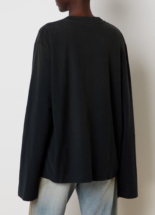 Acne Studios Longsleeve met logoprint en verwassen afwerking - achterkant 5 zwart
