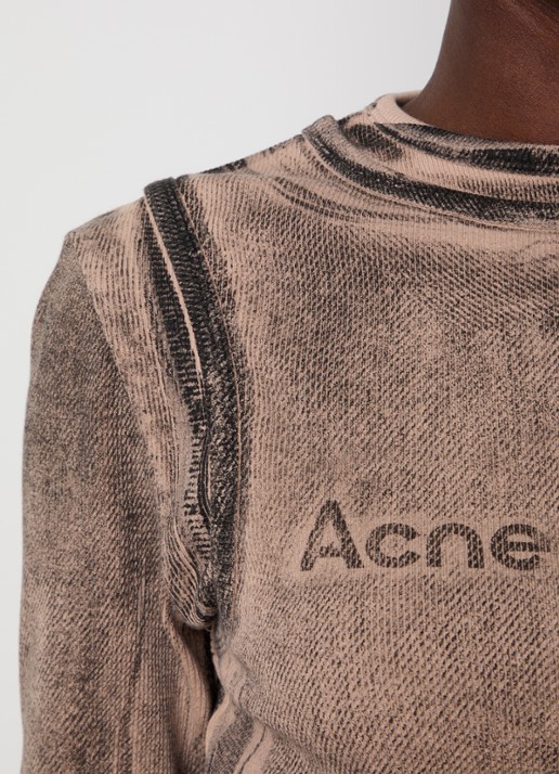 Acne Studios Longsleeve met logoprint en verwassen afwerking - detail 3 bruin