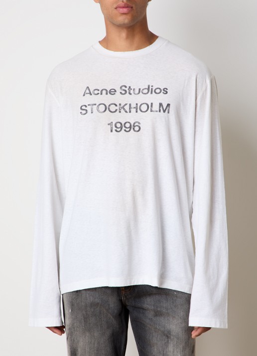 Acne Studios Longsleeve met logoprint - detail 4 gebroken wit