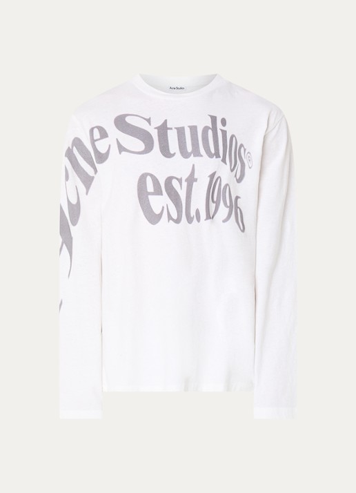 Acne Studios Longsleeve met logoprint - voorkant 3 wit