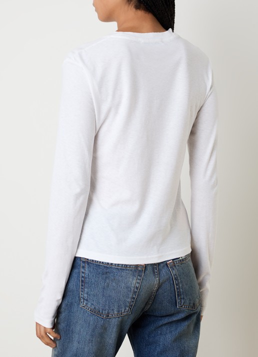 Acne Studios Longsleeve met logoprint - achterkant gebroken wit