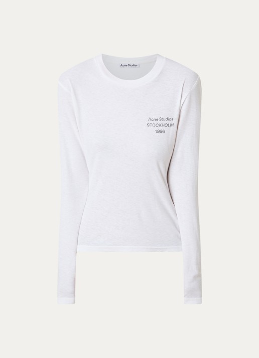 Acne Studios Longsleeve met logoprint - voorkant 2 gebroken wit