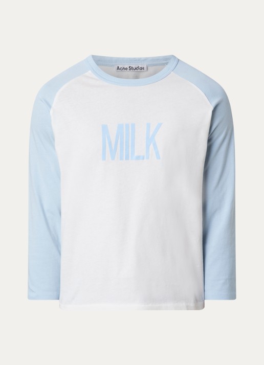 Acne Studios Longsleeve met print - voorkant 4 lichtblauw