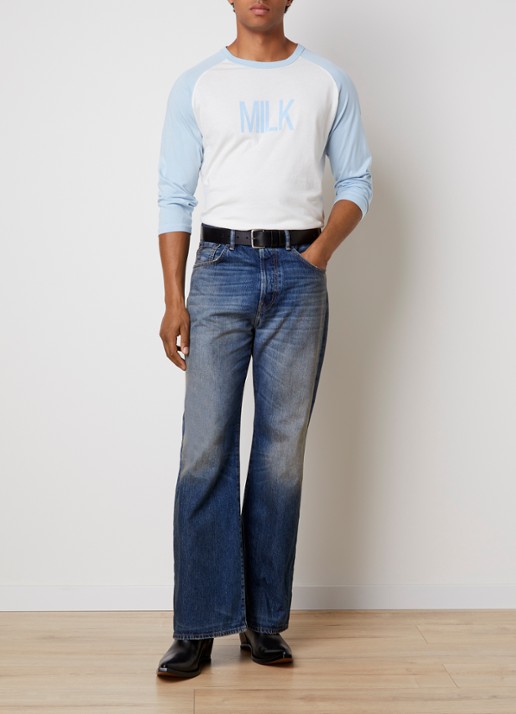 Acne Studios Longsleeve met print - voorkant 5 lichtblauw