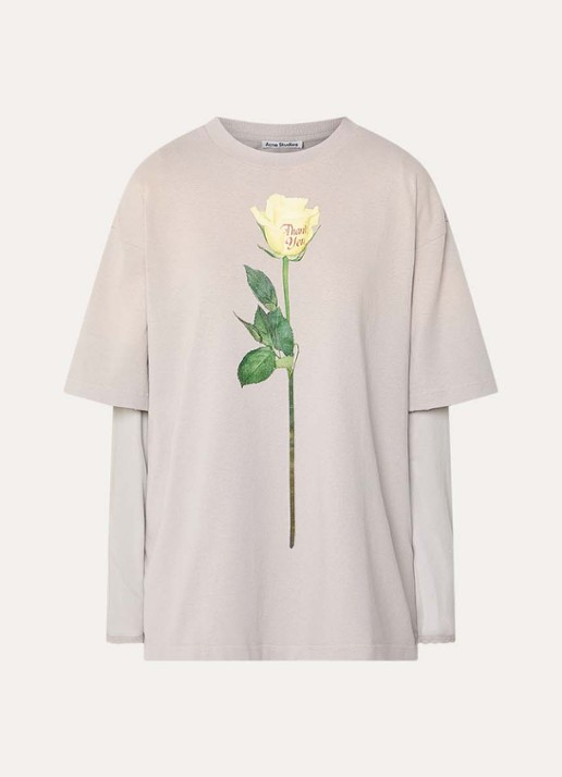 Acne Studios Longsleeve met print - voorkant donkerbeige