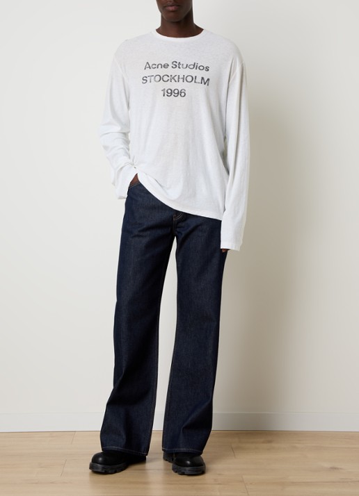 Acne Studios Loose fit jeans met donkere wassing en steekzakken - voorkant 6 indigo