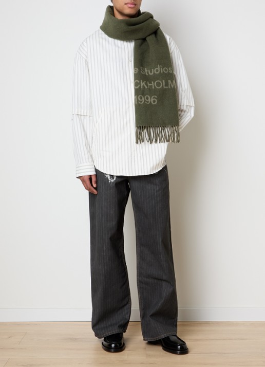 Acne Studios Loose fit jeans met gekleurde wassing en krijtstreep - voorkant 2 antraciet