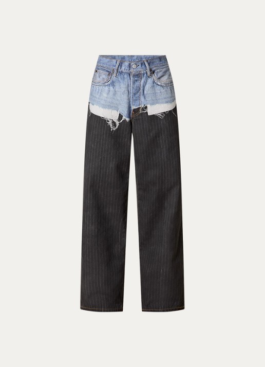 Acne Studios Loose fit jeans met gekleurde wassing en krijtstreep - voorkant 2 blauw