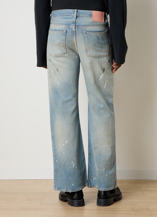 Acne Studios Loose fit jeans  met lichte wassing en verwassen afwerking - achterkant 6 indigo
