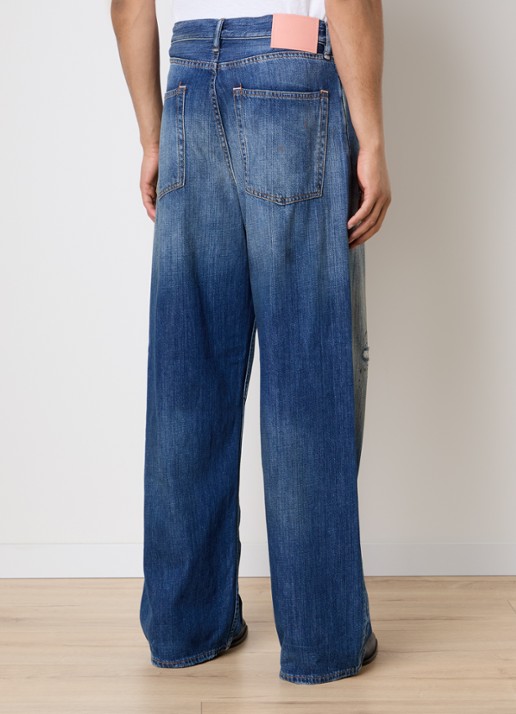 Acne Studios Loose fit jeans met medium wassing en verwassen afwerking - achterkant 6 blauw
