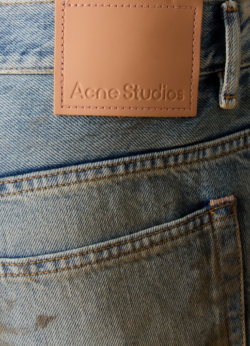 Acne Studios Loose fit jeans van  katoen met destroyed afwerking - detail 4 indigo