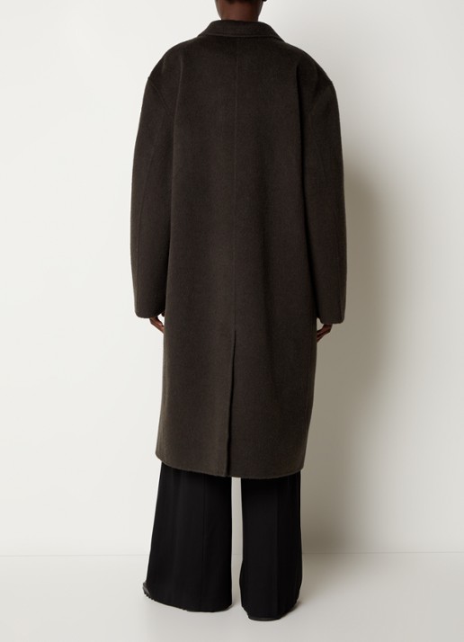 Acne Studios Mantel in alpaca wolblend met strikceintuur - achterkant antraciet