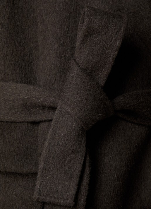 Acne Studios Mantel in alpaca wolblend met strikceintuur - detail 5 antraciet