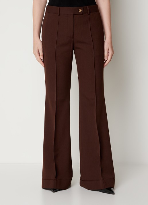 Acne Studios Mid waist flared pantalon in wolblend - detail bruin