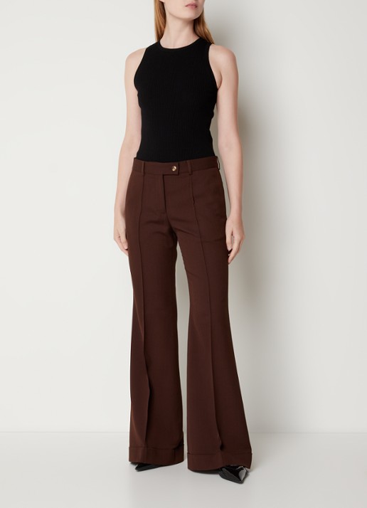 Acne Studios Mid waist flared pantalon in wolblend - voorkant 5 bruin