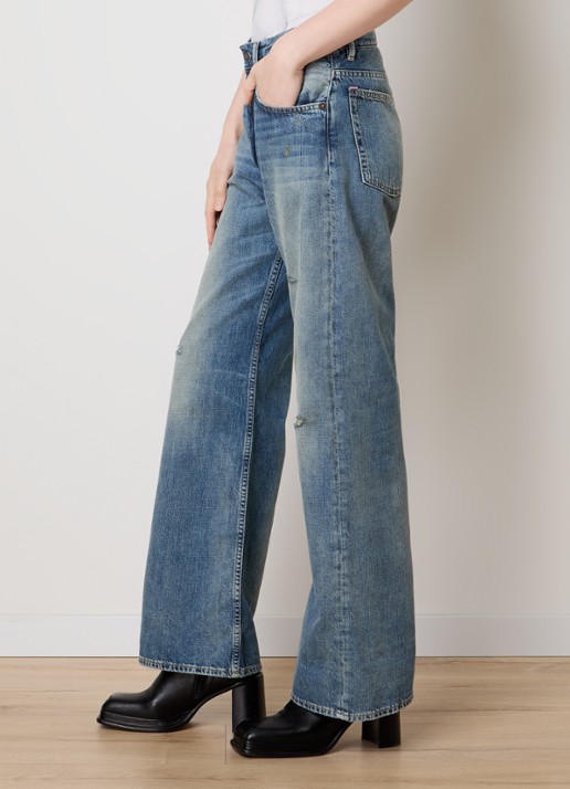 Acne Studios Mid waist wide fit jeans met gekleurde wassing - detail 5 indigo