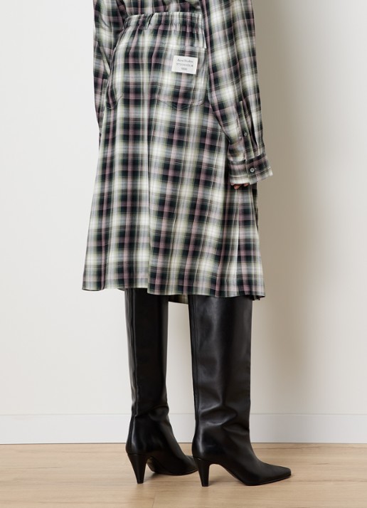 Acne Studios Midi rok met ruitdessin en steekzakken - achterkant zwart