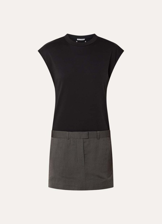 Acne Studios Mini jurk met ronde hals - voorkant zwart