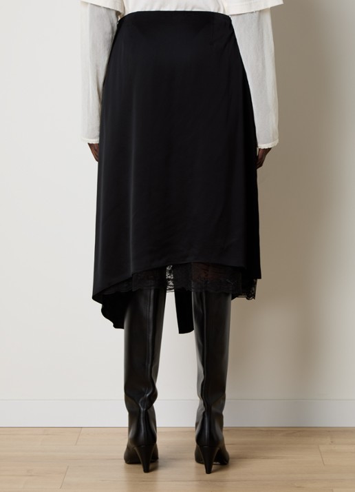 Acne Studios Minirok van satijn met details van kant - achterkant 3 zwart