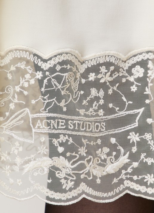 Acne Studios Minirok van satijn met details van kant - detail 2 gebroken wit