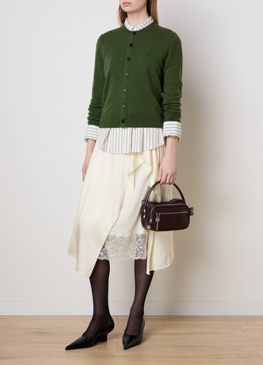 Acne Studios Minirok van satijn met details van kant - voorkant 4 gebroken wit