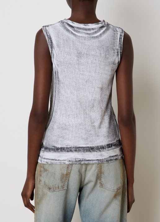 Acne Studios Mouwloze top met logoprint en verwassen afwerking - achterkant grijs