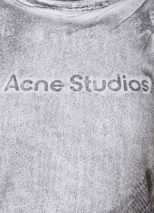 Acne Studios Mouwloze top met logoprint en verwassen afwerking - detail 5 grijs